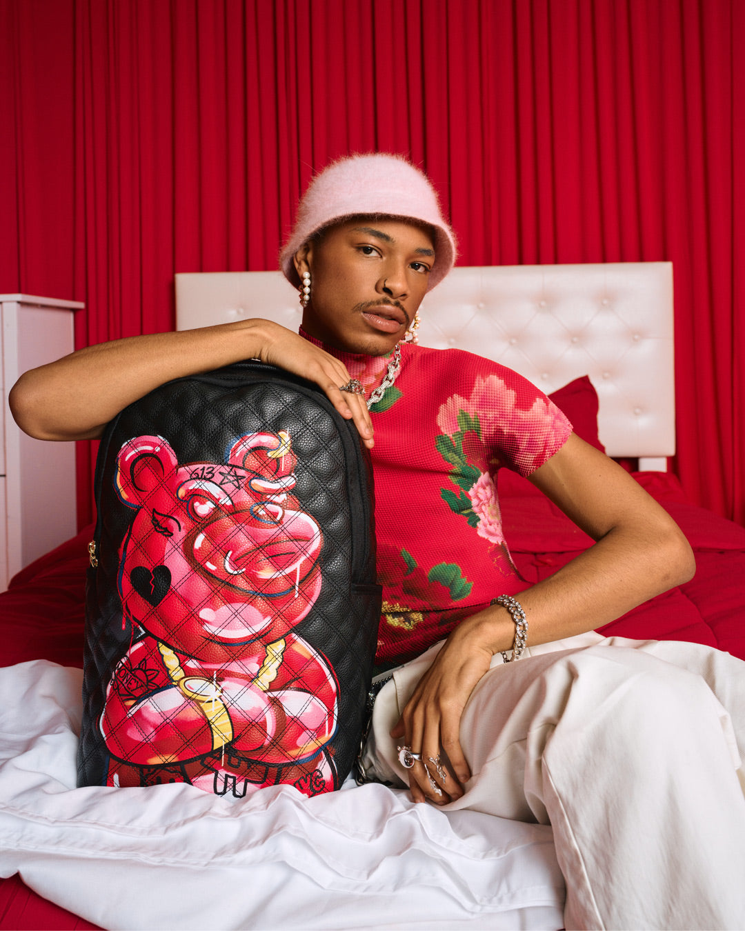 QUILT HAND PAINTED DIABLO BEAR BACKPACK (DLXV)