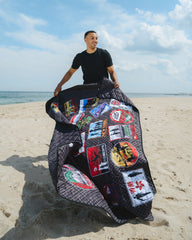 GLOBAL MOGUL UNLIMITED MILES PACKABLE BEACH MAT BLANKET WATER RESISTANT CONVERTIBLE TOTE